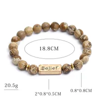 Retro Letter Natural Stone Beaded Unisex Bracelets main image 4