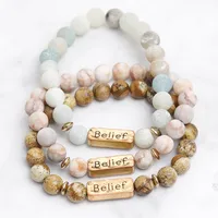 Retro Letter Natural Stone Beaded Unisex Bracelets main image 1