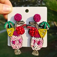Bohemian Cup Plastic Resin Beaded Drop Earrings main image 2