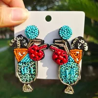 Bohemian Cup Plastic Resin Beaded Drop Earrings main image 5