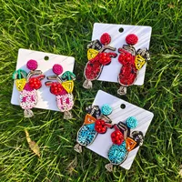 Bohemian Cup Plastic Resin Beaded Drop Earrings main image 1