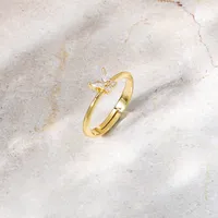 Fashion Butterfly Copper Rings Gold Plated Zircon Copper Rings 1 Piece main image 1