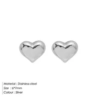 Simple Style Heart Shape Stainless Steel 14K Gold Plated Ear Studs sku image 2