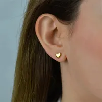 Simple Style Heart Shape Stainless Steel 14K Gold Plated Ear Studs main image 2