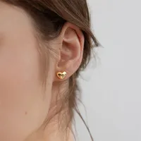 Simple Style Heart Shape Stainless Steel 14K Gold Plated Ear Studs main image 3