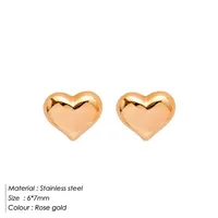 Simple Style Heart Shape Stainless Steel 14K Gold Plated Ear Studs sku image 1