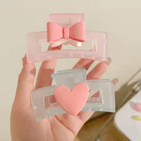 Sweet Heart Shape Bow Knot Plastic Resin Hair Claws main image 3