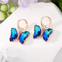 Wholesale Jewelry 1 Pair Simple Style Butterfly Alloy Artificial Crystal Drop Earrings main image 5