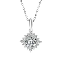 925 Sterling Silver Artificial Gemstones Rhinestone Plating Geometric Necklace main image 2