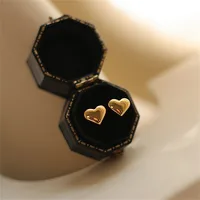 Simple Style Heart Shape Stainless Steel 14K Gold Plated Ear Studs main image 5