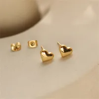 Simple Style Heart Shape Stainless Steel 14K Gold Plated Ear Studs main image 1