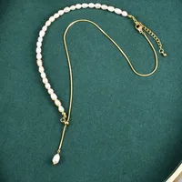 Wholesale Jewelry Heart 304 Stainless Steel Titanium Steel Freshwater Pearl 18K Gold Plated Inlaid Gold Pendant Necklace sku image 2