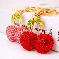 Cute Cherry Rhinestone Car Keychain sku image 4