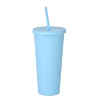 Double-layer Plastic Straw Cup With Lid 24oz Large-capacity Plastic Frosted Ready-to-hand Water Cup sku image 8