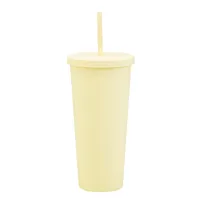Double-layer Plastic Straw Cup With Lid 24oz Large-capacity Plastic Frosted Ready-to-hand Water Cup sku image 10