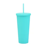 Double-layer Plastic Straw Cup With Lid 24oz Large-capacity Plastic Frosted Ready-to-hand Water Cup sku image 13