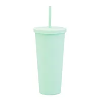 Double-layer Plastic Straw Cup With Lid 24oz Large-capacity Plastic Frosted Ready-to-hand Water Cup sku image 18