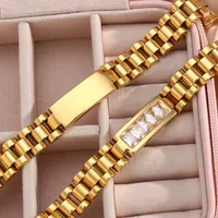 Retro Geometric 304 Stainless Steel 18K Gold Plated Zircon Bangle In Bulk main image 3