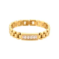 Retro Geometric 304 Stainless Steel 18K Gold Plated Zircon Bangle In Bulk main image 4