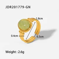Wholesale Jewelry Fashion Geometric 304 Stainless Steel Artificial Gemstones Gold Plated Open Ring sku image 1