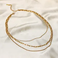 Wholesale Jewelry Fashion Geometric 304 Stainless Steel Gold Plated Layered Necklaces main image 4