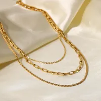 Wholesale Jewelry Fashion Geometric 304 Stainless Steel Gold Plated Layered Necklaces main image 1