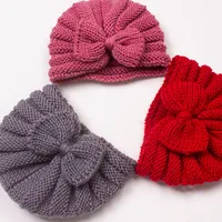 Children Unisex Fashion Solid Color Bow Knot Knitted Wool Cap main image 5
