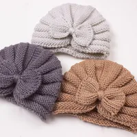 Children Unisex Fashion Solid Color Bow Knot Knitted Wool Cap main image 4