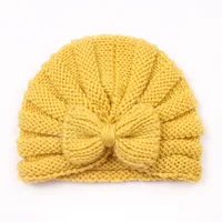 Children Unisex Fashion Solid Color Bow Knot Knitted Wool Cap sku image 1