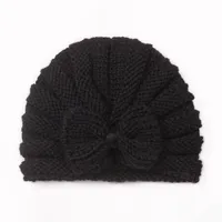Children Unisex Fashion Solid Color Bow Knot Knitted Wool Cap sku image 11