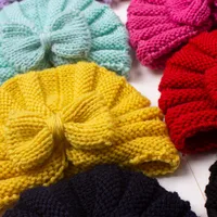 Children Unisex Fashion Solid Color Bow Knot Knitted Wool Cap main image 3