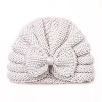 Children Unisex Fashion Solid Color Bow Knot Knitted Wool Cap main image 2