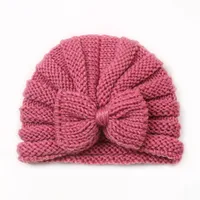 Children Unisex Fashion Solid Color Bow Knot Knitted Wool Cap sku image 3