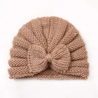 Children Unisex Fashion Solid Color Bow Knot Knitted Wool Cap sku image 2