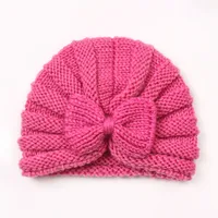 Children Unisex Fashion Solid Color Bow Knot Knitted Wool Cap sku image 5