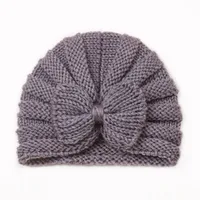 Children Unisex Fashion Solid Color Bow Knot Knitted Wool Cap sku image 6