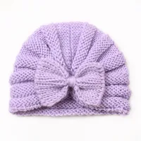 Children Unisex Fashion Solid Color Bow Knot Knitted Wool Cap sku image 7