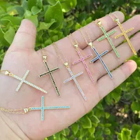 Stainless Steel Copper 18K Gold Plated Fashion Inlay Cross Zircon Pendant Necklace main image 1
