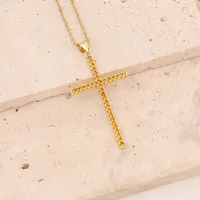 Stainless Steel Copper 18K Gold Plated Fashion Inlay Cross Zircon Pendant Necklace main image 9