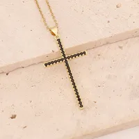 Stainless Steel Copper 18K Gold Plated Fashion Inlay Cross Zircon Pendant Necklace main image 2