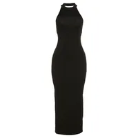 Women's Pencil Skirt Streetwear Collarless Splicing Backless Sleeveless Solid Color Maxi Long Dress Banquet sku image 1