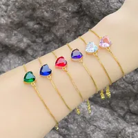 Fashion Heart Shape Copper Bracelets Gold Plated Zircon Copper Bracelets main image 1