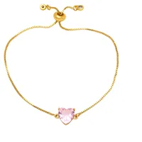 Fashion Heart Shape Copper Bracelets Gold Plated Zircon Copper Bracelets main image 4