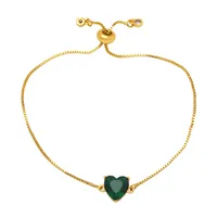 Fashion Heart Shape Copper Bracelets Gold Plated Zircon Copper Bracelets sku image 3
