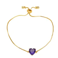 Fashion Heart Shape Copper Bracelets Gold Plated Zircon Copper Bracelets sku image 5