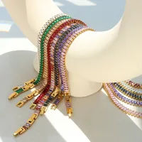French Style Geometric Titanium Steel Splicing Zircon Bracelets Necklace main image 2