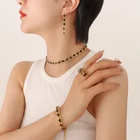 Wholesale Jewelry Retro Geometric 304 Stainless Steel Zircon 18K Gold Plated Bracelets Earrings Necklace main image 3