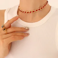 Wholesale Jewelry Retro Geometric 304 Stainless Steel Zircon 18K Gold Plated Bracelets Earrings Necklace sku image 36