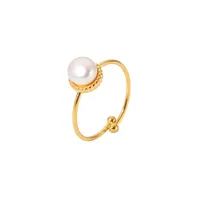 Wholesale Jewelry Retro Geometric 304 Stainless Steel Artificial Pearls Inlay Open Ring main image 4