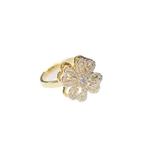 Simple Style Flower Alloy Plating Rhinestone Open Ring main image 2